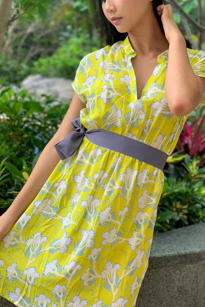 Seoul silk dress in "Mandalay" print by The Tangerine Road